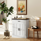 HOMCOM - Petit buffet moderne 30 po avec portes de rangement - blanc-Peut être utilisé comme buffet, meuble de salon, station à café ou console selon vos besoins
