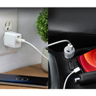 HyperGear - Chargeur voiture et mural double port USB-A/USB-C 20 W - Blanc-Sortie USB de 12 W