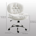 HOMCOM - Chaise de bureau sans accoudoirs avec siège rembourré - blanc-Hauteur d’assise réglable avec vérin à gaz de classe 3, fluide et fiable