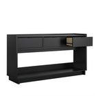 Prepac - Console Simply Modern de 60,25 po avec 3 tiroirs et grand compartiment de rangement ouvert - Noir-Rangement Spacieux Pour Médias: Comprend 3 tiroirs pour un rangement polyvalent, parfait pour organiser des médias ou des essentiels de maison. Idéal à utiliser comme table de canapé, console d'entrée ou table de console pour médias avec un espace de rangement en dessous pour une fonctionnalité supplémentaire