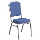Chaise de banquet HERCULES empilable, dossier couronne, tissu bleu, siège épais (2,5 po), cadre argenté (FD-C01-S-7-GG)-Capacité de poids de 500 lb