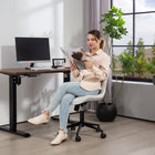 HOMCOM - Chaise d’ordinateur pivotante à 360-degrés sans accoudoirs - blanc crème-Dossier incurvé qui s’adapte à votre posture