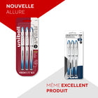 uni-ball - Stylos à bille roulante Vision Elite BLX – 0,8 mm – encre bleue BLX – paquet de 3-La pointe large de 0,8 mm produit une impression d’encre remarquable pour le lettrage et le dessin prononcés