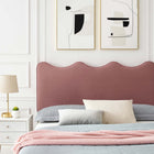 Modway - Current Performance Velvet Lit de plateforme complet, Rose poussiéreuse-Poutre centrale renforcée et jambes de soutien