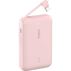 Belkin - Batterie externe Belkin BoostCharge avec câble USB-C intégré - 10 000 mAh - rose-Puissance de sortie 20 W pour une charge rapide de vos smartphones et tablettes