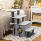 PawHut - Escalier pour chat à hauteur réglable avec poteau à griffer, marches pour animaux de compagnie pour canapé-Convient aux animaux âgés, plus petits ou blessés 