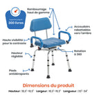 Journey - Chaise de douche pivotante SoftSecure avec Microban-Le cadre robuste en aluminium résistant à la rouille supporte jusqu’à 400 lb pour un bain stable et sécuritaire