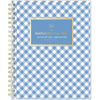 AT-A-GLANCE - Agenda scolaire hebdomadaire/mensuel gingham Emily Ley 2024-2025 - 8 3/8 po x 11 po -bleu/blanc - bilingue-Conservez le motif gingham ou personnalisez-le en ajoutant une photo dans la pochette avant transparente.