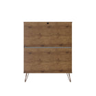 Manhattan Comfort - Ensemble de commodes de chambre à coucher Rockefeller style milieu du siècle - nature et gris texturé - ensemble de 3-Garantie limitée du fabricant de 30 jours