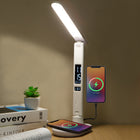 ShoppingAll - Lampe de bureau multifonctionnelle à LED avec base RVB, chargeur sans fil et chargement USB - Blanc-Recharge Sans Fil Pratique : Rechargez Vos Smartphones Ou Appareils Compatibles Sans Fil En Les Posant Simplement Sur Le Socle De Charge Certifié Qi.