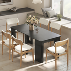 HOMCOM - Table à manger rectangulaire extensible 23,6 po-70,9 po pour 6-8 personnes - noir vieilli-Séparez le plateau et déployez-le complètement, puis ajoutez plusieurs panneaux sur les rails 