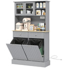HOMCOM - Armoire de cuisine avec station de recharge - gris-Peut être utilisé dans la cuisine, la salle de bain, la buanderie ou le couloir 