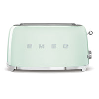 SMEG - Toaster Rétro À Long Slot 4 Tranches - Vert-9 niveaux de grillage différents pour de meilleurs résultats , fonction de décongélation , fonction de réchauffage , fonction bagel pour griller uniquement un côté de la tranche.