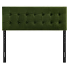 Modway - Emily Velours de performance résistant aux taches Tête de lit Queen size, Vert mousse-Quatre positions de montage