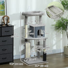 PawHut - Arbre à chat 52 po avec poteaux à griffer, lit, condo - gris clair-La construction en panneau de particules et sisal assure la durabilité 