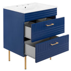 Modway - Daybreak 24" Vanette de salle de bain - Bleu-blanc-Trous de robinet centraux 8"