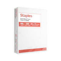 Staples - Papier cartonné aux couleurs pastel, 8 ½ po x 11 po, 110 lb, blanc, paq./250-110 lb
