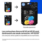HP - Cartouches d'encre 63/65 XL à rendement standard, B87FDAN - Noir/Tricolore - Lot de 2-Compatible avec certaines imprimantes HP DeskJet series, HP ENVY series, HP OfficeJet series