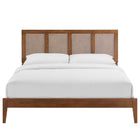 Modway - Sirocco Rotin et bois Lit de plateforme King, Noyer-8