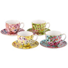 Maxwell & Williams - Multicolore Tasses à Thé et Soucoupes - 280 ml - Ensemble de 4-Passe au micro-ondes