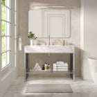 Modway - Gridiron 48" Vanette de salle de bain - Argent blanc-Trous de robinet centraux 8"