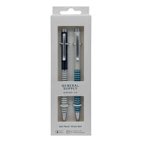 General Supply Goods + Co - Stylo gel vissable - 0,7 mm - noir - rayures - paquet de 2  -Stylo gel
