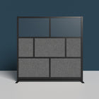 Luxor - Mur modulaire 70 x 70 - Cadre noir segmenté, fenêtre givrée, PET gris frais-S'intègre au système de cloisons de séparation pour des configurations évolutives