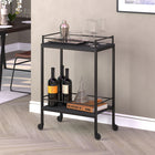 Hudson&Canal - Chariot-bar Barnes 23,5" de largeur - Grain noir-Nettoyer avec un chiffon doux et sec, sans produits chimiques agressifs ni produits de nettoyage abrasifs
