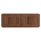 Hudson&Canal - Meuble TV rectangulaire Tillman pour téléviseurs jusqu'à 75 po - Noyer satiné-Comporte quatre portes avec placards fermés et quatre étagères offrant un espace de rangement généreux