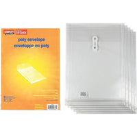 Staples - Enveloppes en poly à chargement sur le dessus - 9,25 po x 13 po - Transparent - paquet de 5-Juste la bonne taille pour contenir des documents au format lettre, des documents de plusieurs pages, des factures, des documents de présentation de contrats et bien plus encore.