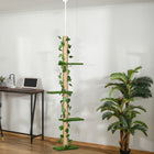 PawHut - Arbre à chat 4 niveaux du sol au plafond - hauteur réglable (80-95 po)-Les poteaux en corde de jute satisfont l'envie de griffer et de creuser 