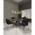 Manhattan Comfort - Chaise de salle à manger moderne Flor 58 cm, revêtement tissé sergé, noir-Revêtu d’un magnifique tissu à armure sergée avec un rembourrage en mousse haute densité