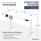 MotionGrey - Bureau debout électrique réglable Ergo2 avec réglages de mémoire - 55 po x 24 po, plateau blanc, cadre blanc-Plage de Hauteur Étendue - Le bureau debout dispose d’une plage de hauteur étendue. Le clavier MG permet d’enregistrer des hauteurs assises et debout préférées, appuyez simplement sur la touche enregistrée pour revenir à cette position.