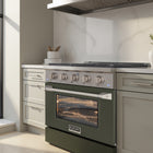 Kucht - 30 po Série KDF Cuisinière Pro Style au gaz propane - Acier inoxydable/Vert olive-Allumage électronique avec rallumage automatique pour une sécurité accrue et un contrôle fiable de la flamme, réduisant les risques de fuite de gaz