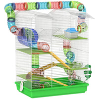 PawHut - Cage pour hamster 18,5 po L avec système de tubes et roue d'exercice - Vert-Plusieurs plateformes augmentent le plaisir d'exploration et d'escalade