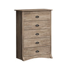 Prepac – Commode Salt Spring à 5 tiroirs, gris délavé (DDC-3345)-Poignées en métal noir