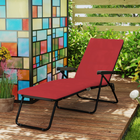 Outsunny - Chaise longue pliante avec coussin - dossier réglable - rouge vin-Design pliable et peu encombrant pour un transport et un rangement rapides