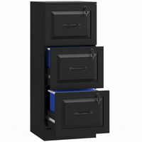HOMCOM - Classeur vertical à 3 tiroirs avec serrure - noir-Le design compact maximise le rangement tout en économisant de l’espace précieux 