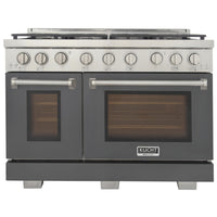 Kucht - 48 po Série KFX-X style professionnel au gaz naturel - Acier inoxydable/Gris ciment-Nouveaux brûleurs true simmer pour une cuisson délicate à basse température