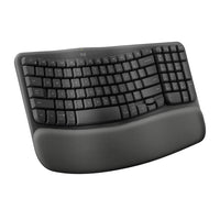 Logitech - Wave Keys Clavier ergonomique sans fil, repose-poignets rembourré - Graphite-Une vague de confort: augmentez votre confort avec le clavier Wave Keys: le clavier ergonomique sans fil conçu pour vous permettre de travailler plus facilement
