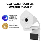 Logitech Brio 300 Webcam Full HD avec confidentialité, micro à réduction de bruit -  Blanc-Ce produit a été certifié conforme aux normes de compatibilité de Google, Google n'est pas responsable du fonctionnement de ce produit ni de sa conformité aux exigences de sécurité