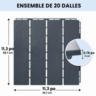 MotionGrey - Dalles de terrasse extérieures  à 4 lattes, emboîtables et imperméables, pour patio, balcon et jardin - Noir - ensemble de 20 pièces-Format emboîtable permettant de relier les dalles pour former une surface continue
