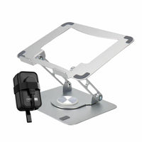 Uncaged Ergonomics - Travel Pack RISE Support pivotant pour ordinateur portable et chargeur de voyage - Argent-Le support de bureau réglable et pivotant Rise 2.0 maintient les ordinateurs portables dans une position ergonomique.