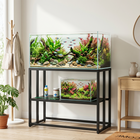PawHut - Meuble pour aquarium 40 gallons avec étagère de rangement-L’étagère de rangement intégrée garde vos accessoires quotidiens pour l’entretien des poissons parfaitement organisés  
