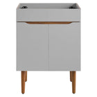 Modway - Harvest 24" Armoire de toilette de salle de bain (lavabo non inclus) - Noyer gris-Étagère de rangement réglable