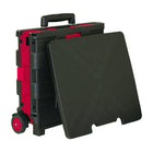 BAZIC Products - Chariot pliant sur roues avec couvercle, 16 po x 18 po x 15 po, Noir/Rouge-Longue poignée réglable