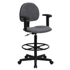 Flash Furniture - Tabouret de dessinateur ergonomique en tissu avec bras (26 à 30,5 po ou de 22,5 à 27 po haut.), gris-Rembourrage en tissu gris