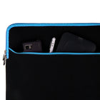 Vangoddy - Housse de protection en néoprène pour ordinateur portable 15" avec poche supplémentaire - Noir/Bleu-Poche avant zippée pratique pour accessoires comme chargeurs souris ou stylos