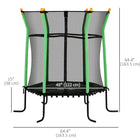 Soozier - Trampoline pour enfants avec filet de protection - 64" de diamètre - Vert-Le boîtier de sécurité et les poteaux de rembourrage épais empêchent le cavalier de glisser accidentellement 