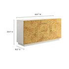 Modway - Abel 59 pouces Burl Wood Buffet de buffet TV, Burl blanc blanchi-Stratifié de bois de burl